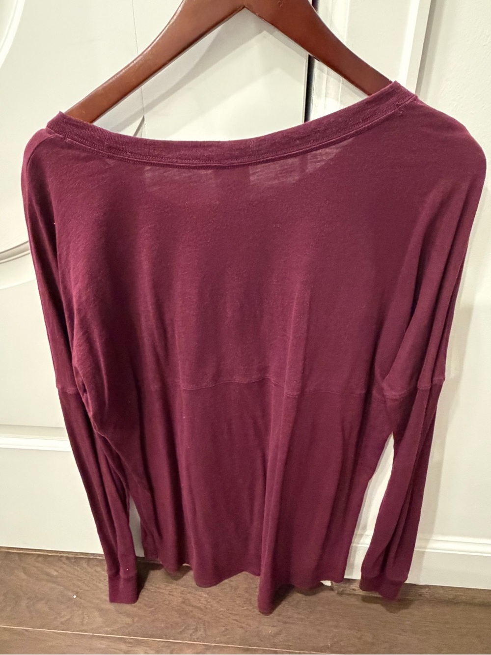 PINK Victoria's Secret Plum Long-Sleeve Top with Leopard Print Pocket - Picture 4 of 4